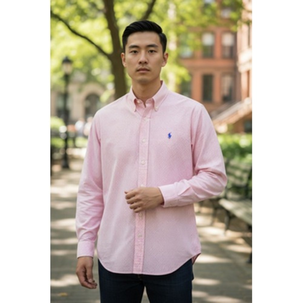 Vintage Ralph Lauren Yarmouth Dress Shirt Men's 16 Pink Gingham Pony Y2K Classic